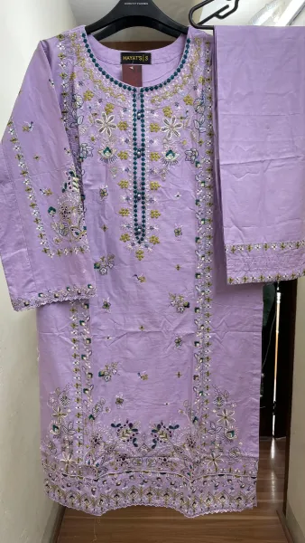 Pakistani Original Hayat Stitched Cotton Co-ords 2 Pcs _ Ligth Purple 